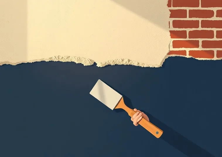 Application d'un enduit décoratif à la lisseuse sur un mur